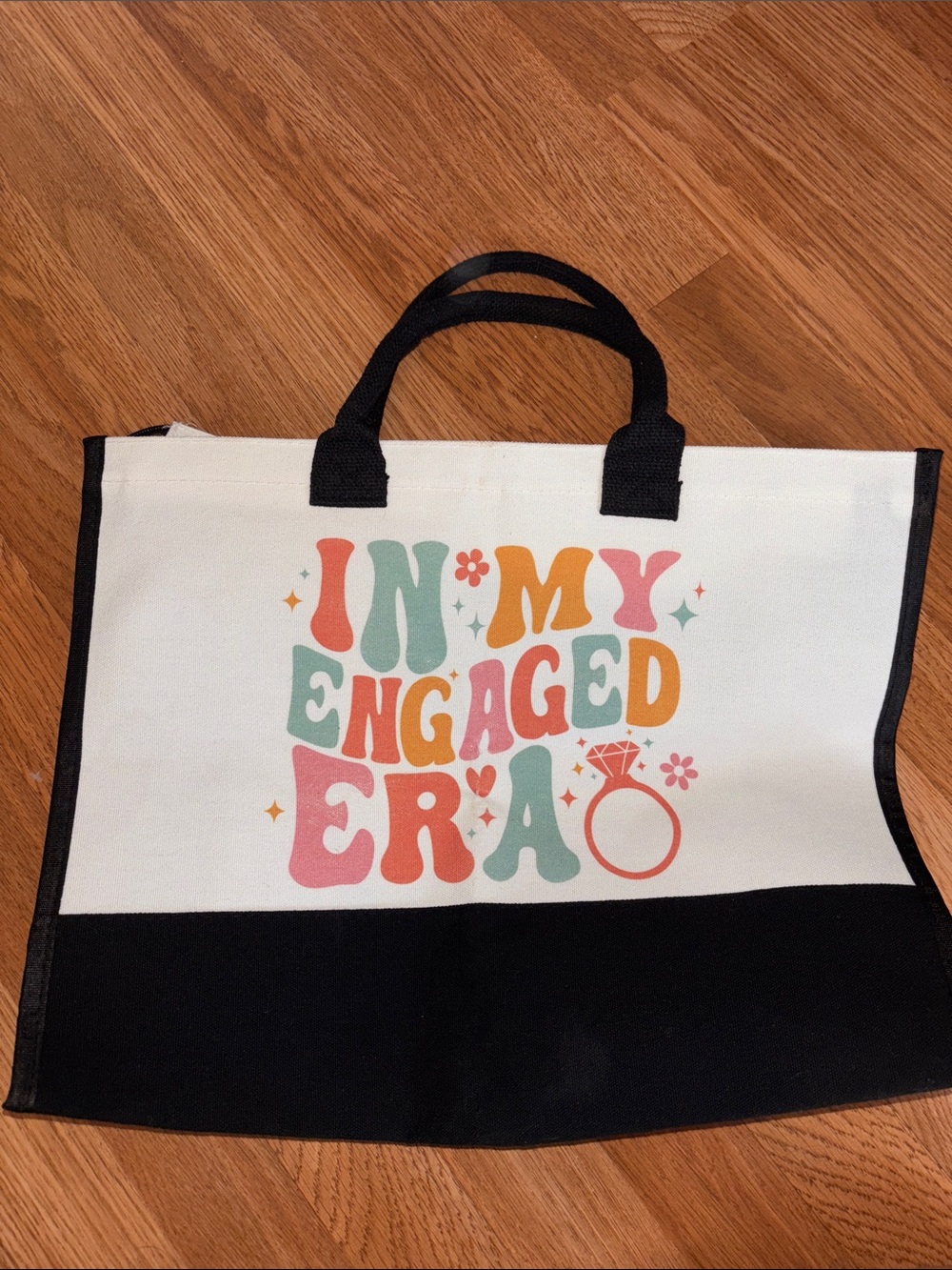 In My Engaged Era Canvas Tote Bag - Black & White